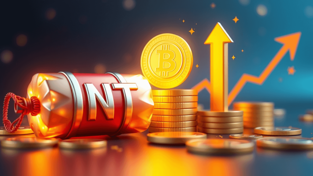 crypto30x.com tnt explosive crypto growth illustration animated crypto30x.com tnt scene and rising crypto coins