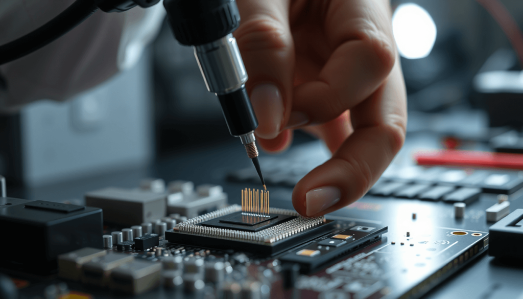 technician soldering during how-to-install-the-35-ds3chipdus3 process