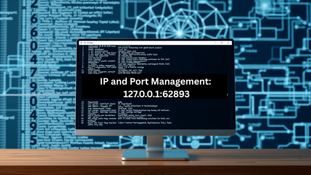 terminal displaying ip and port management 127.0.0.162893 on screen with network